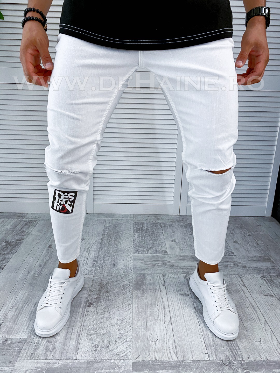 Blugi barbati albi conici b2416 m